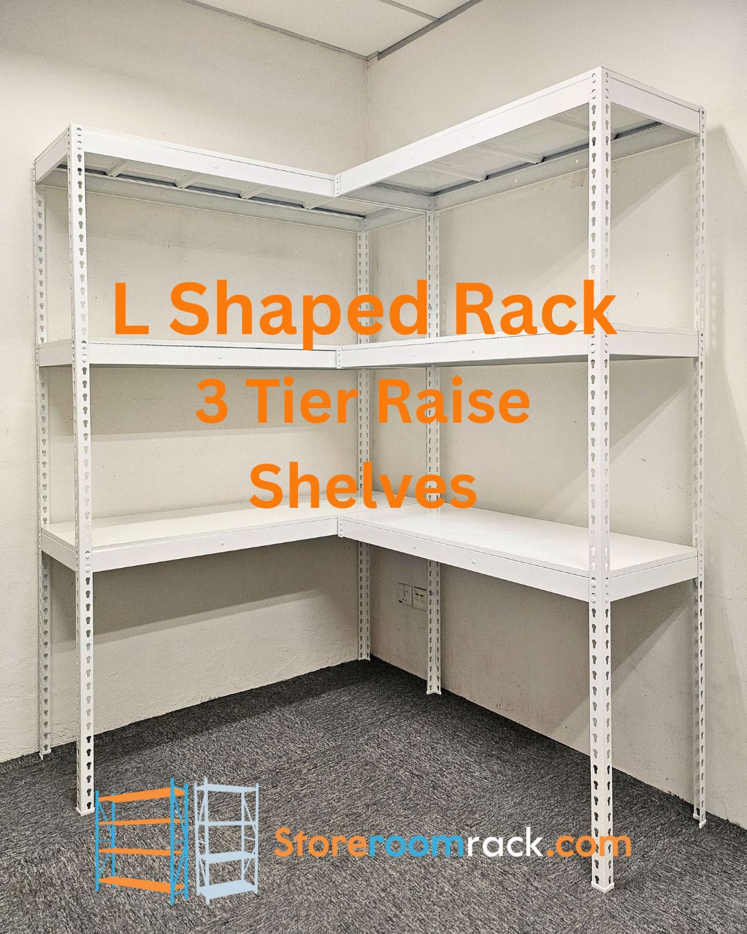 L Shaped 3 Tier Raise Shelves