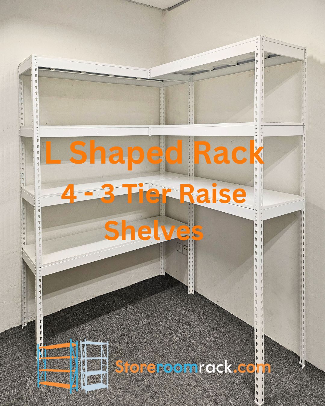 L Shaped 4-3 Tier Raise Shelves