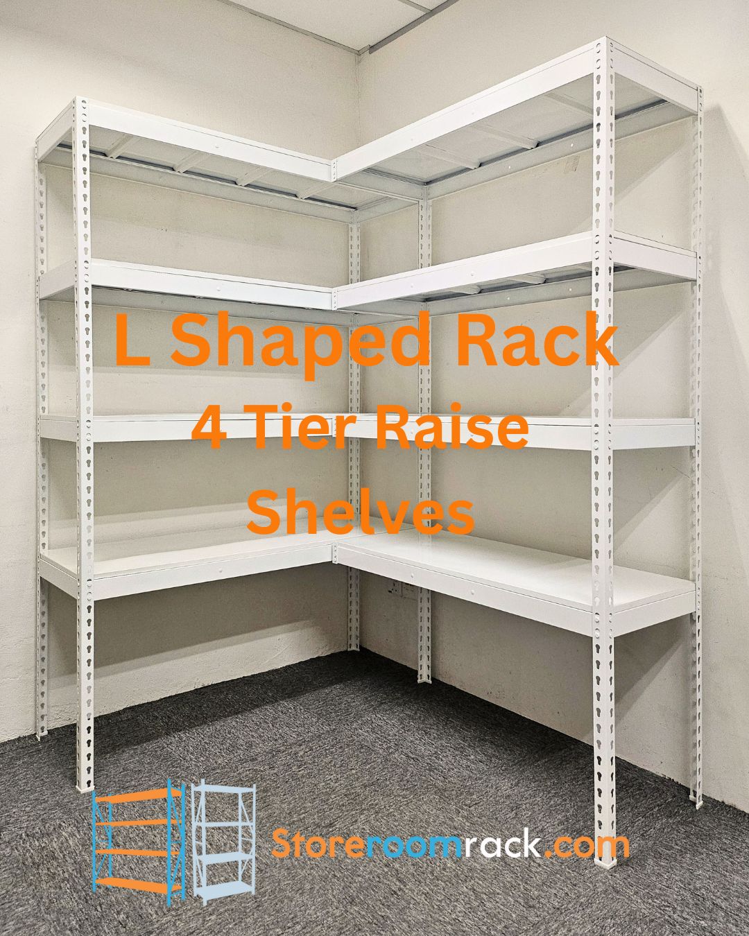 L Shaped 4 Tier Raise Shelves